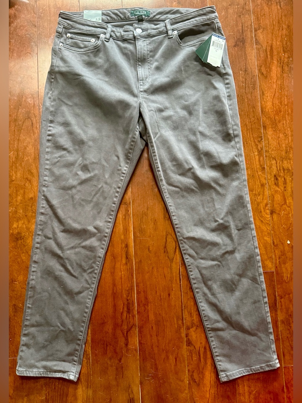 LAUREN RALPH LAUREN CLASSIC SKINNY CURVY LUX GREY JEAN WOMENS 16~NWT - Picture 2 of 6